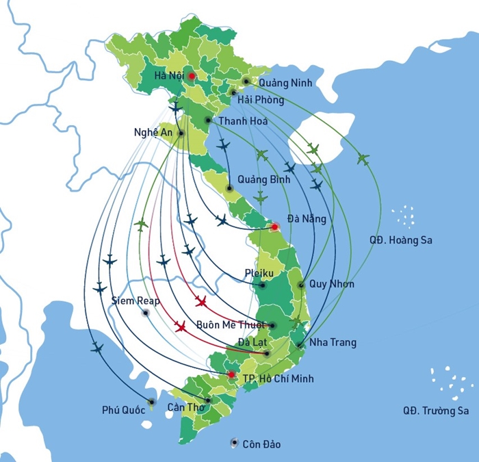 Carte de voyage de l'aéroport du Vietnam